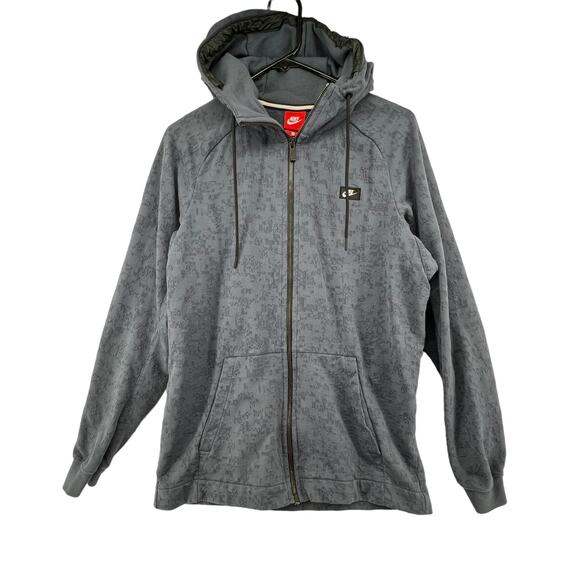 Nike Box Logo Hoodie Size Small Hooded Sweatshirt Full Zip Blue Camo Pattern - Picture 1 of 5